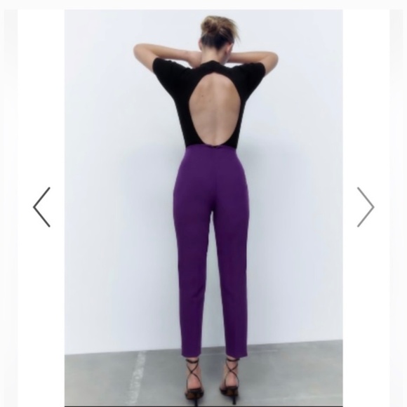 Zara Purple High Waist Pants - Picture 3 of 6